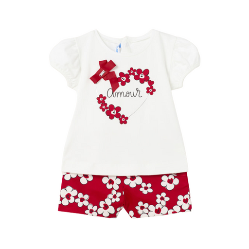 Mayoral Cotton Satin Shorts Set - Rojo