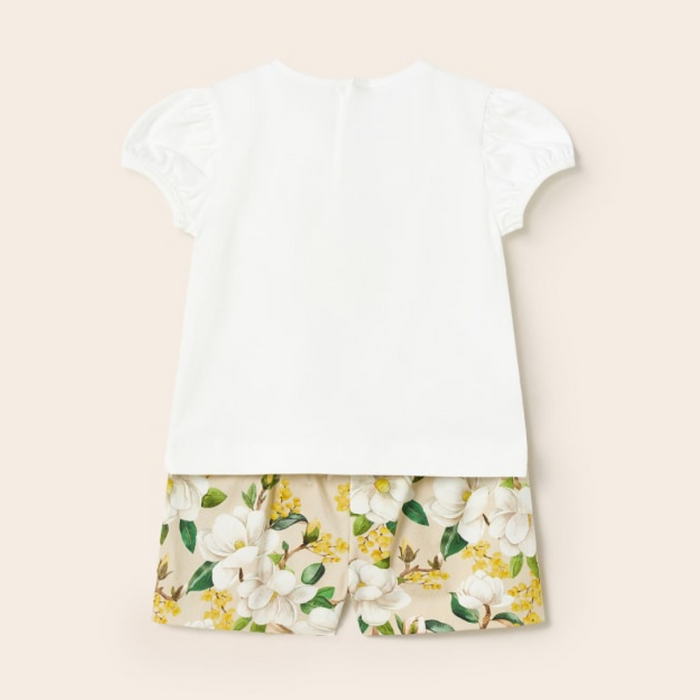 Mayoral Cotton Satin Shorts Set - Beige