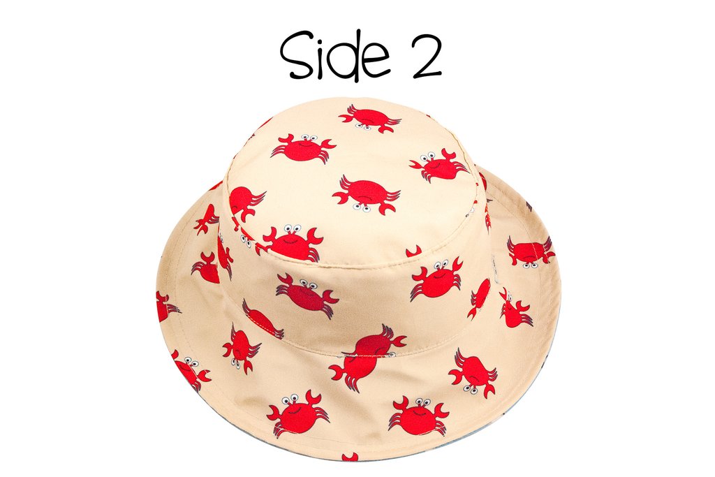 Flapjack Reversible Baby Sun Hat – Shark | Crab