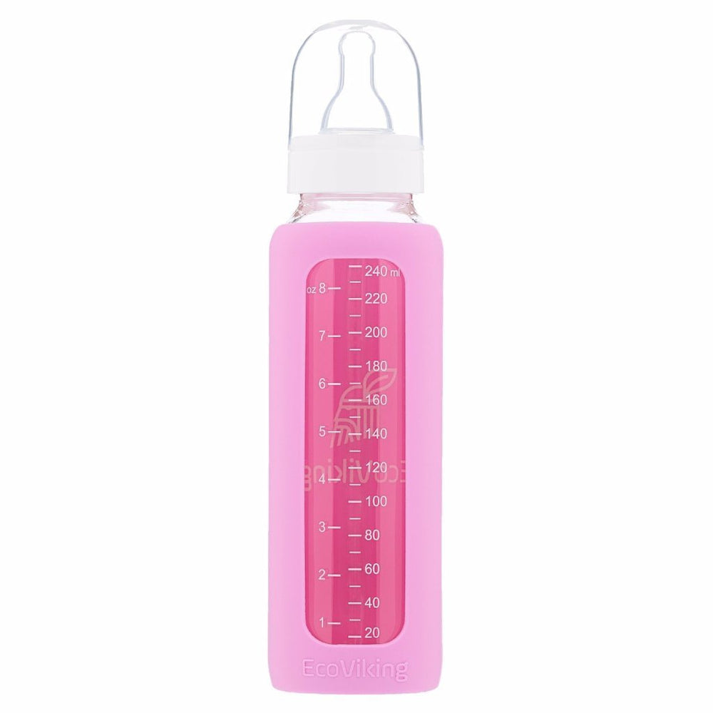 EcoViking Bottle Glass Pink 240ml 0+