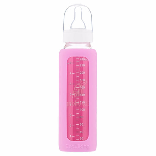EcoViking Bottle Glass Pink 240ml 0+