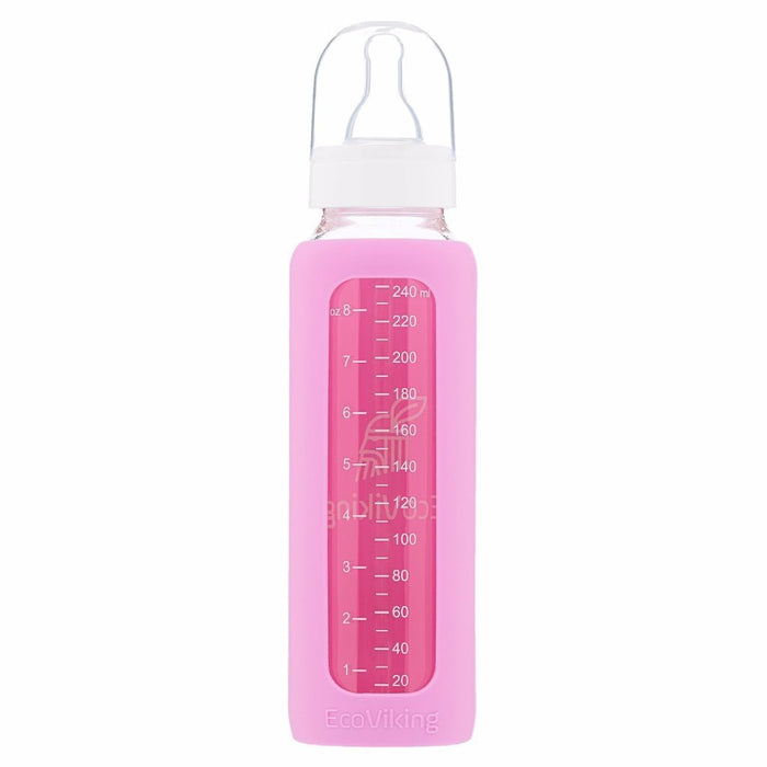 EcoViking Bottle Glass Pink 240ml 0+