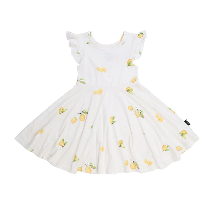 Belan.J Ruffled Sleeve Twirl Dress - Lemon