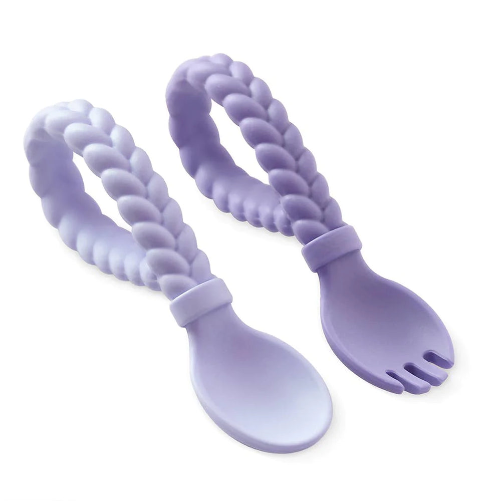 Itzy Ritzy Sweetie Silicone Baby Spoon Fork Set - Purple