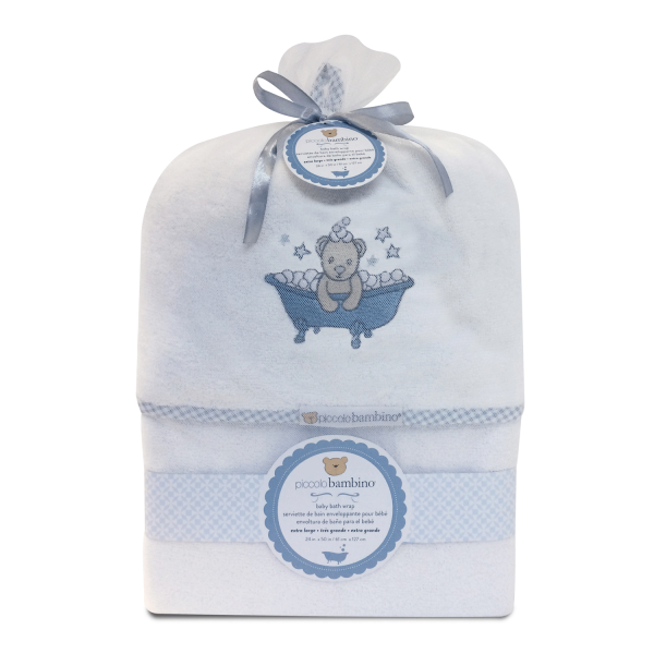 Piccolo Bambino Baby Bath Wrap Blue Bear