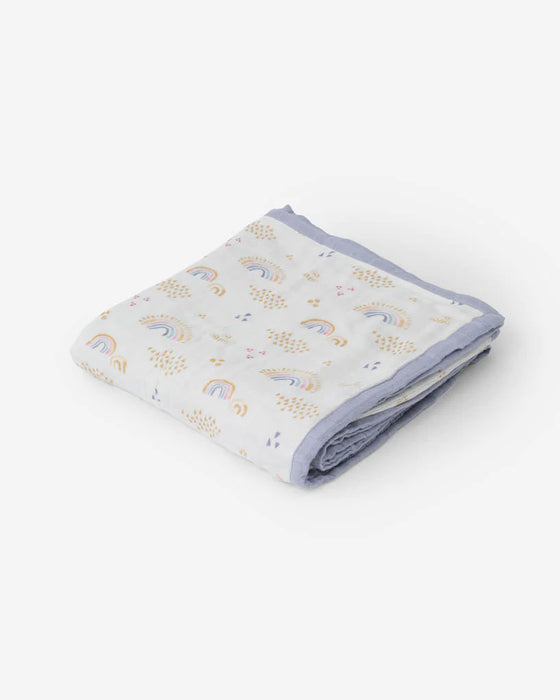 Little Unicorn Deluxe Muslin Quilt - Rainbows&Raindrops
