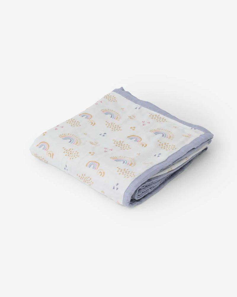 Little Unicorn Deluxe Muslin Quilt - Rainbows&Raindrops