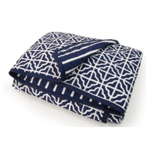 CoCalo Mix & Match Lattice Reversible Coverlet Connor Navy