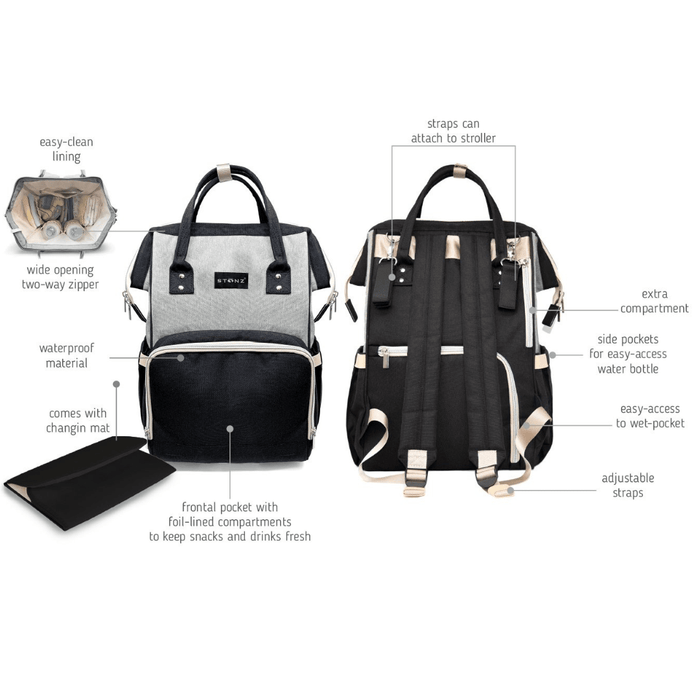 Stonz Urban Diaper Backpack - Black