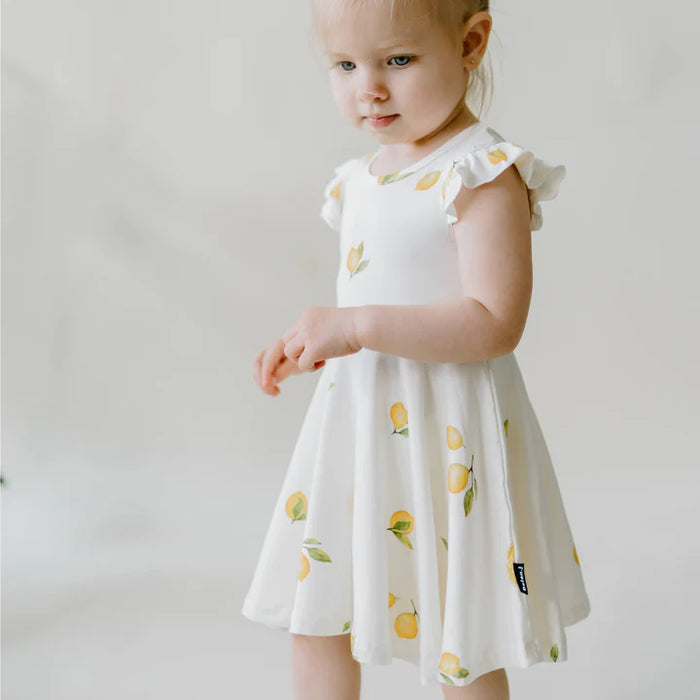 Belan.J Ruffled Sleeve Twirl Dress - Lemon