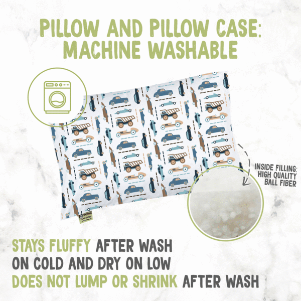 KeaBabies Toddler Pillow with Pillowcase - Vroom
