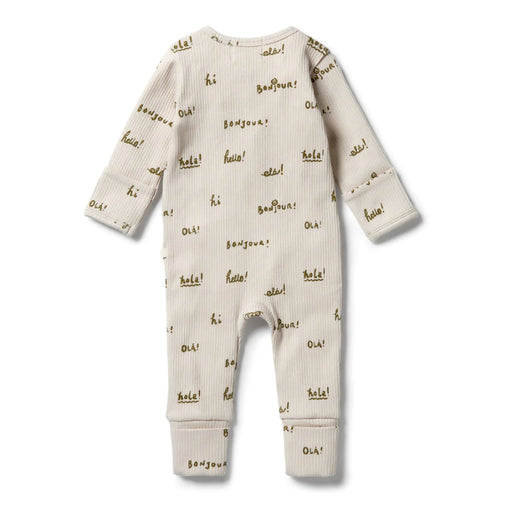 Wilson & Frenchy Organic Rib Zipsuit with feet - Bonjour