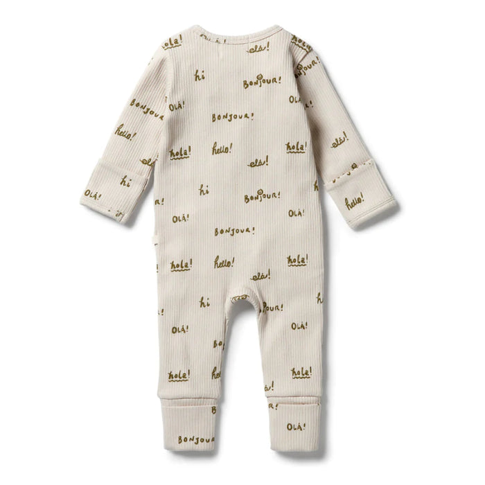 Wilson & Frenchy Organic Rib Zipsuit with feet - Bonjour