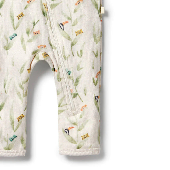 Wilson & Frenchy Organic Rib Zipsuit with feet - Peek-a-boo