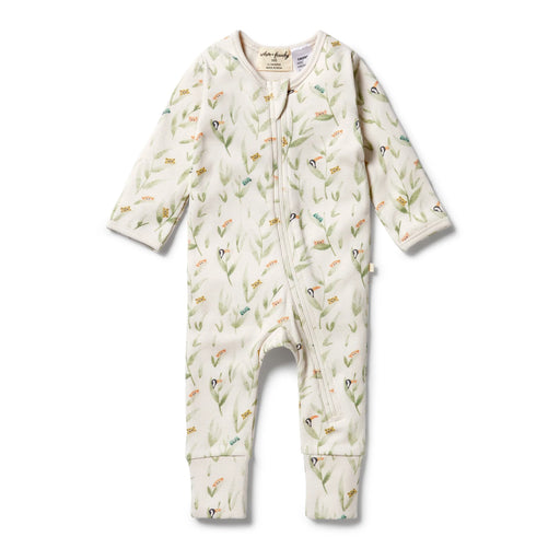 Wilson & Frenchy Organic Rib Zipsuit with feet - Peek-a-boo