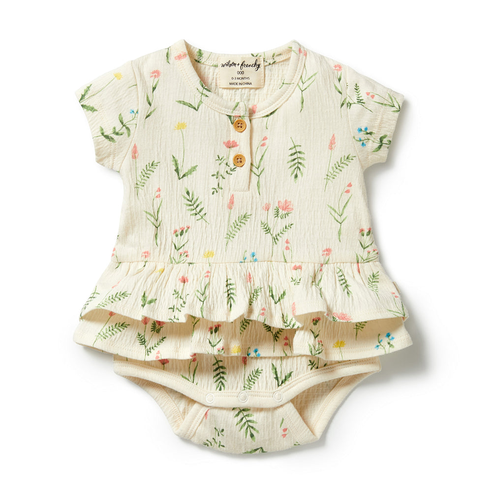 Wilson & Frenchy Crinkle Ruffle Bodysuit - Wild Flower