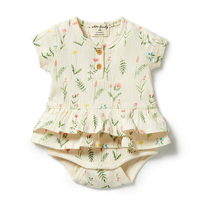 Wilson & Frenchy Crinkle Ruffle Bodysuit - Wild Flower