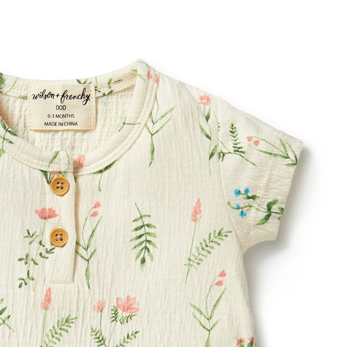 Wilson & Frenchy Crinkle Ruffle Bodysuit - Wild Flower