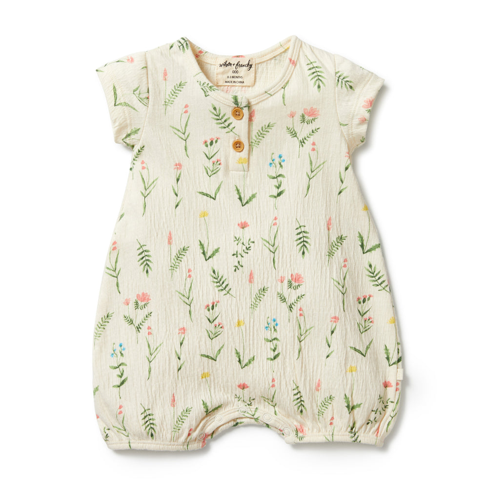 Wilson&Frenchy Crinkle Henley Playsuit -  Wild Flower