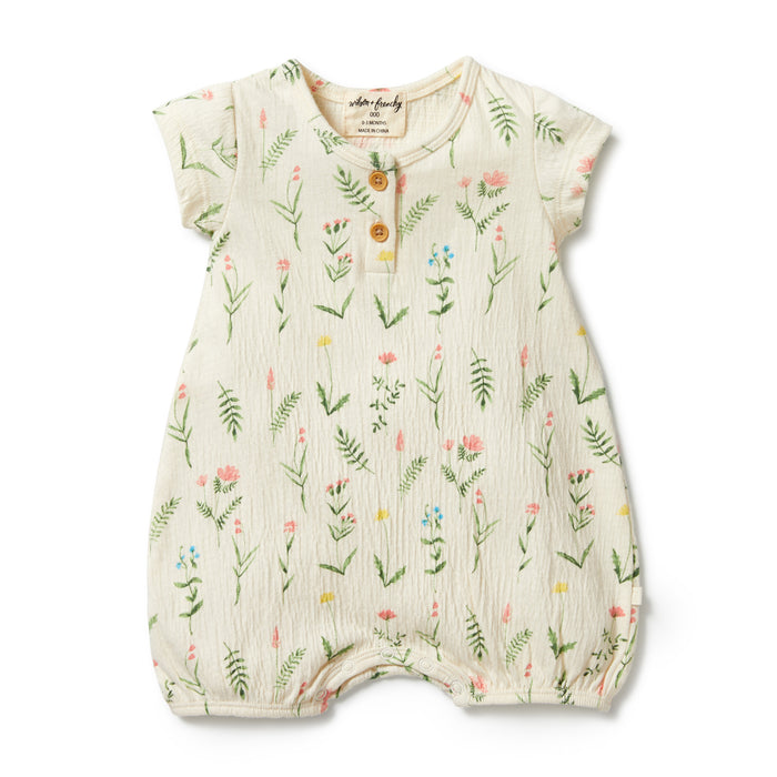 Wilson&Frenchy Crinkle Henley Playsuit -  Wild Flower