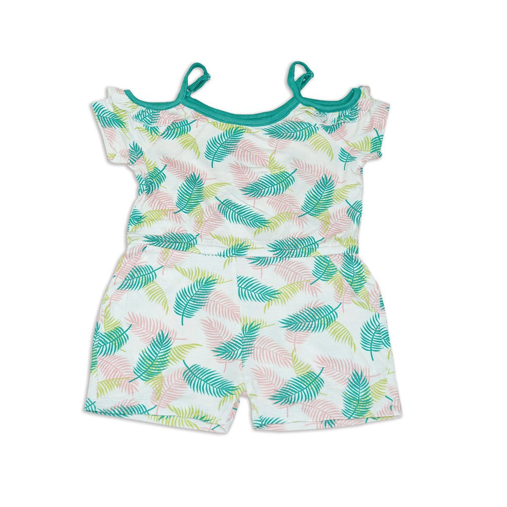 Silkberry Bamboo Cold Shoulder Coverall - Tropical Palm Print (WF4240)