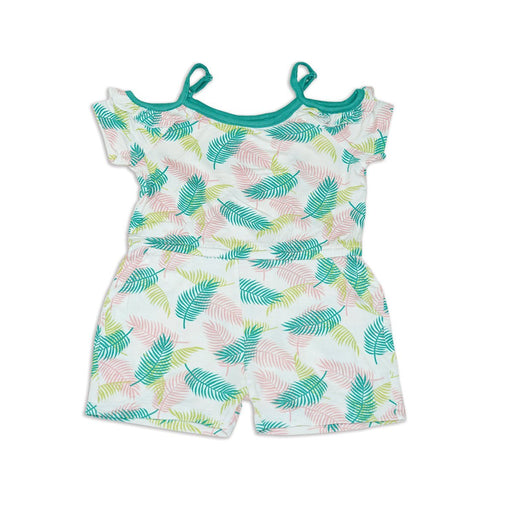 Silkberry Bamboo Cold Shoulder Coverall - Tropical Palm Print (WF4240)