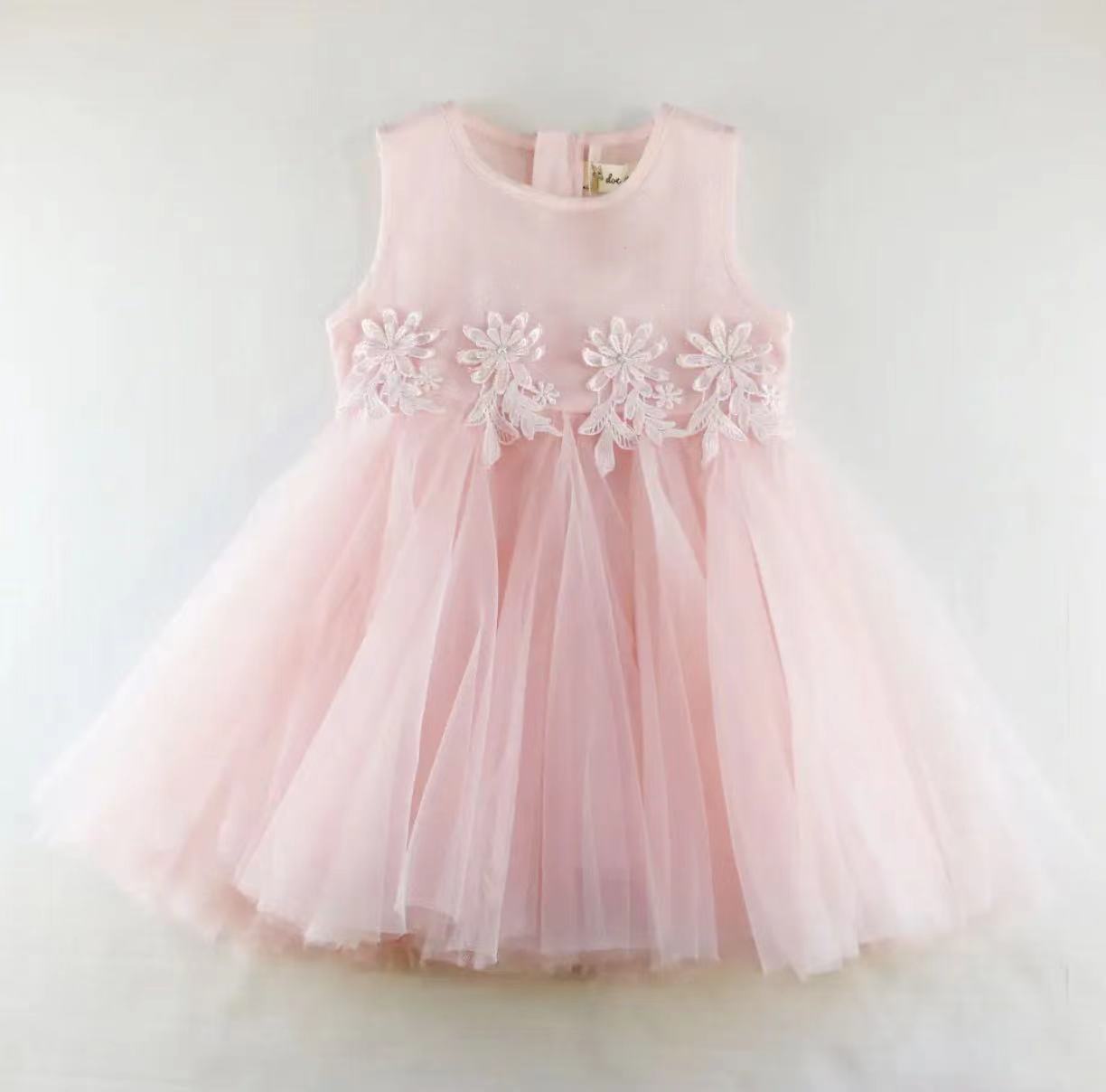 Doe A Dear Floral Embroidered Sheer Dress - Pink