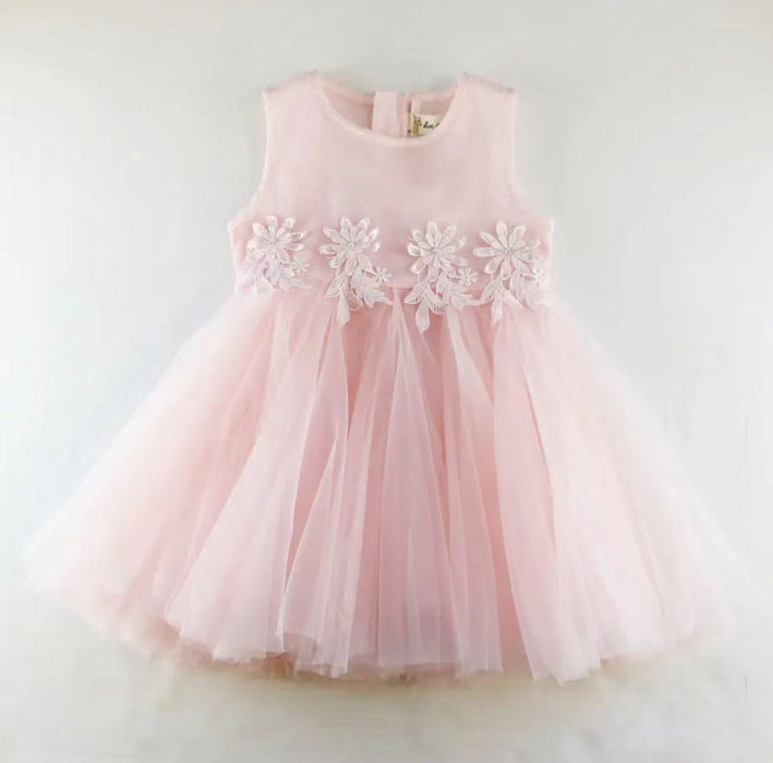 Doe A Dear Floral Embroidered Sheer Dress - Pink