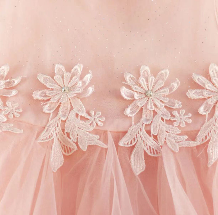 Doe A Dear Floral Embroidered Sheer Dress - Pink