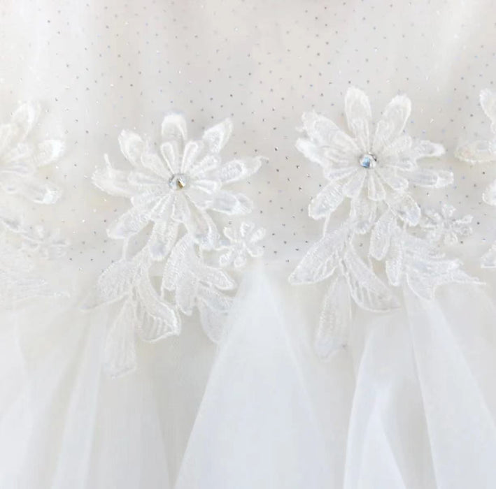 Doe A Dear Floral Embroidered Sheer Dress - White