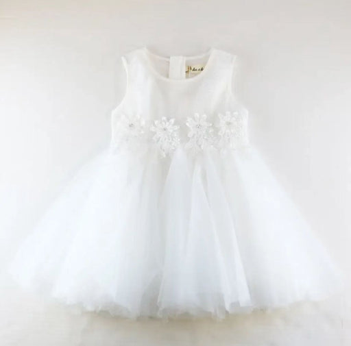 Doe A Dear Floral Embroidered Sheer Dress - White