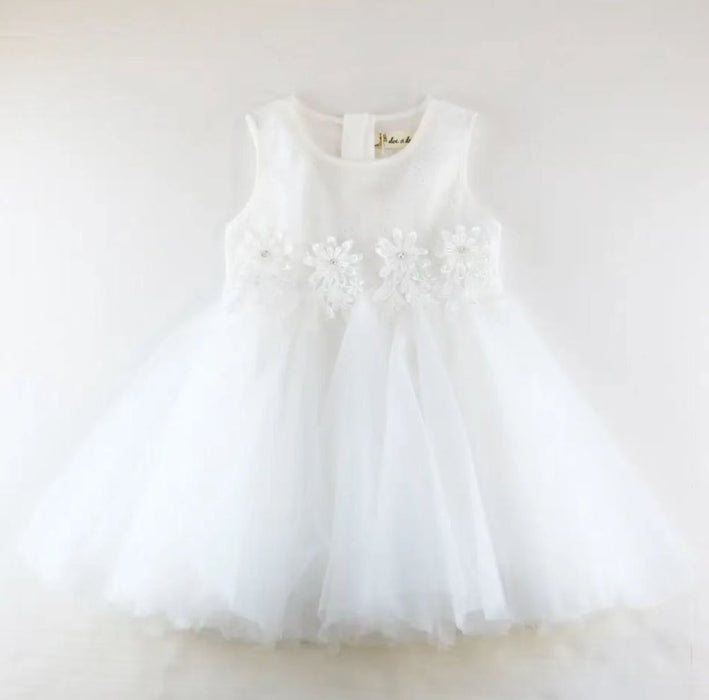 Doe A Dear Floral Embroidered Sheer Dress - White