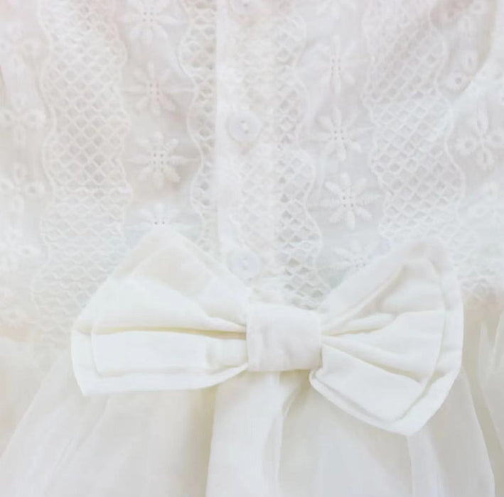 Doe A Dear Floral Embroidery Organza Tulle Dress - White