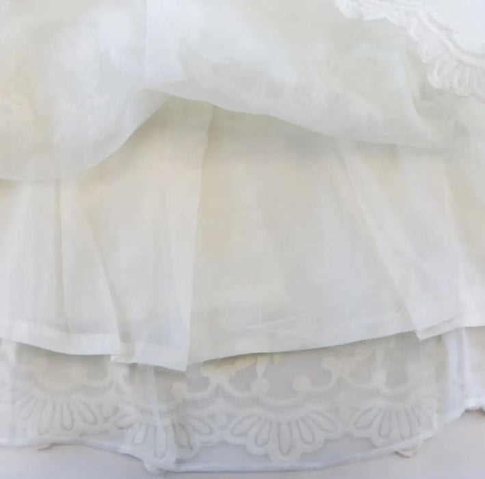 Doe A Dear Floral Embroidery Organza Tulle Dress - White