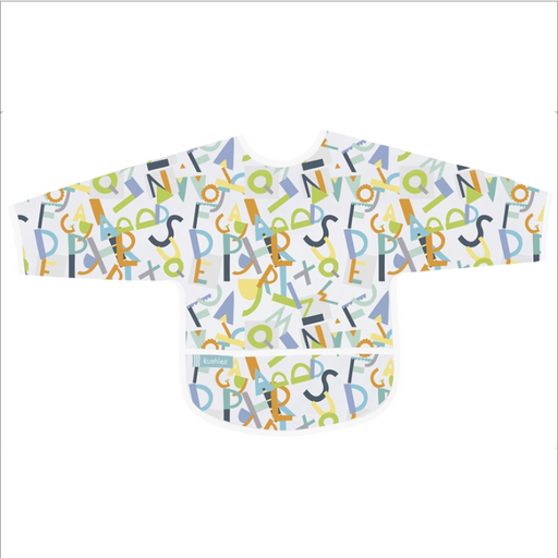 Kushies Clean Bib W/Sleeves Multi Alphabet 12-24m