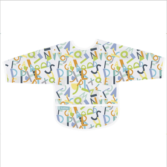 Kushies Clean Bib W/Sleeves Multi Alphabet 12-24m