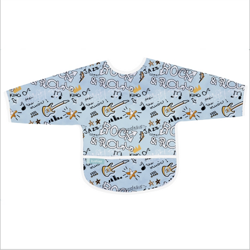 Kushies Clean Bib W/Sleeves Blue Rock Graffiti 12-24m