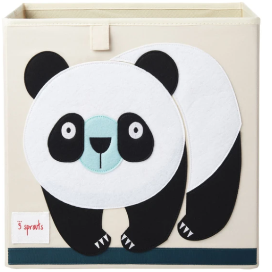 3 Sprouts Storage Box Panda Black