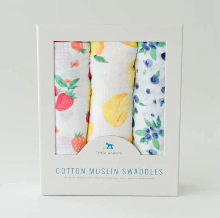 Little Unicorn Cotton Muslin Swaddle Set 3pk Berry Lemonade UB0007