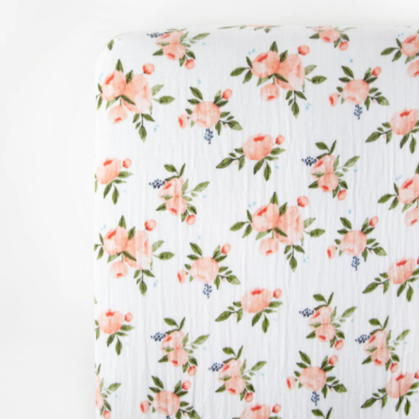 Little Unicorn Cotton Muslin Crib Sheet Watercolor Roses
