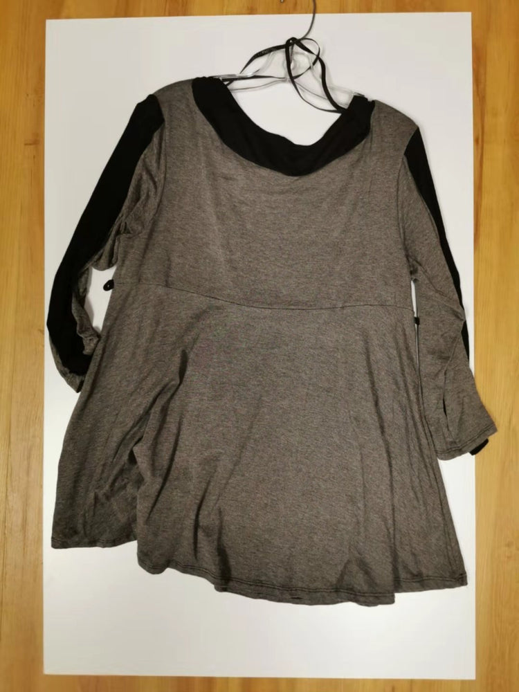 TM Maternity Top Grey with Black L