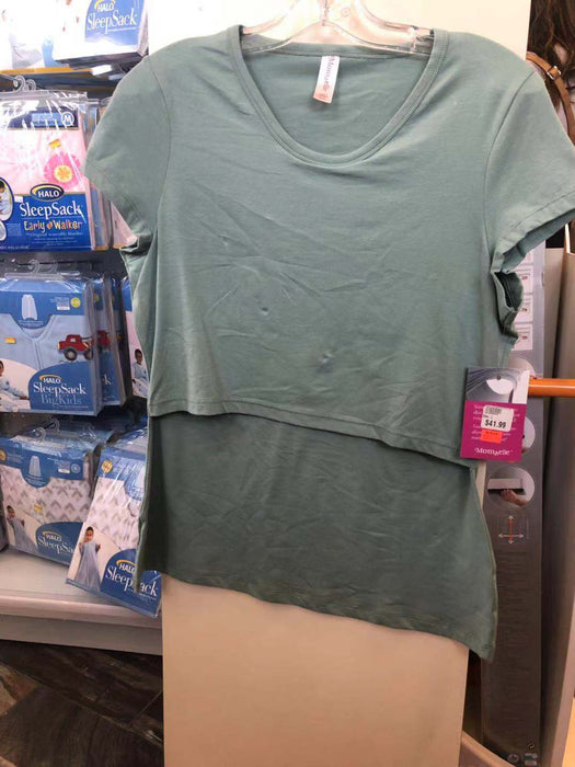 Momzelle Nursing Round Neck Tee Celadon Green