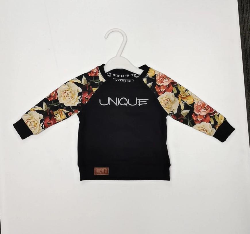 L&P Sweatshirt Unique Black&Flower 6-12m