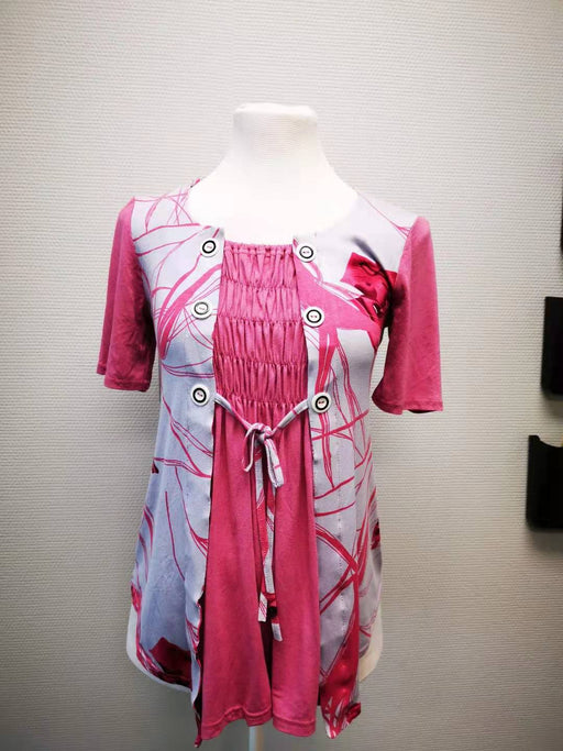 Sofi Co Tie Up Short Sleeve Top - Pink/Purple