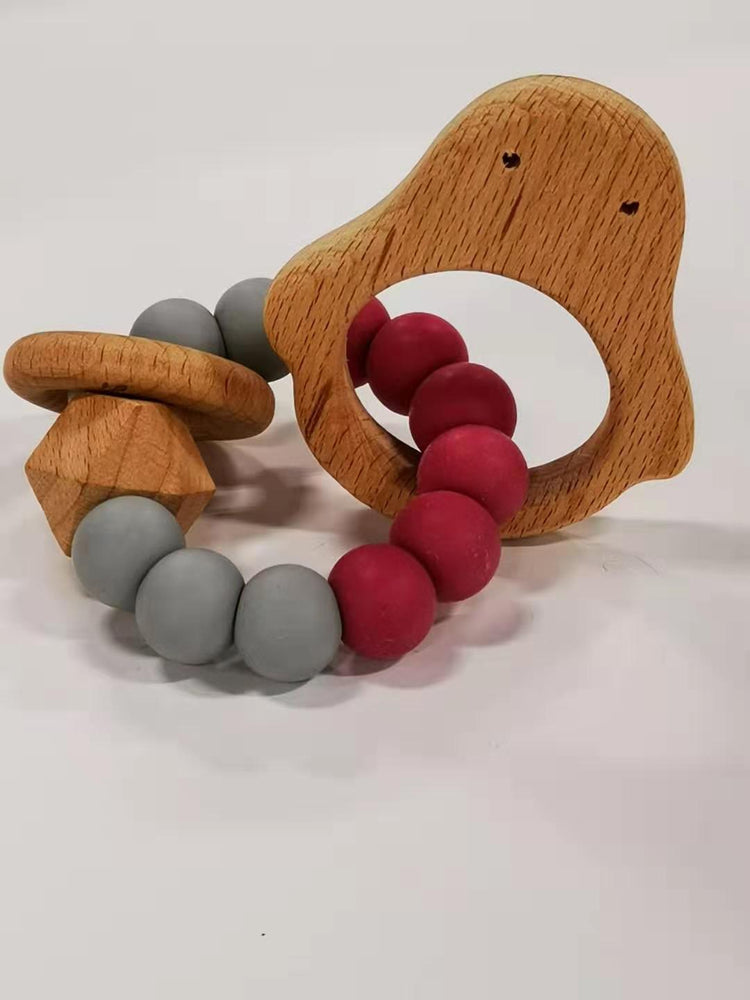 Pois Et Moi Daddy & Mommy Penguin Rattle - Magenta