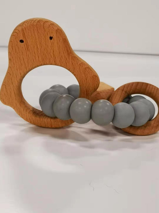 Pois Et Moi Daddy & Mommy Penguin Rattle - Light Grey