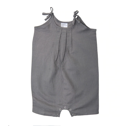 Beba Bean Tie Linen Romper Grey