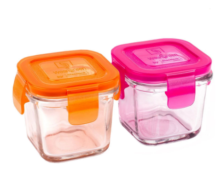 Wean Green Glass Mini Cubes Raspberry/Carrot 2pk