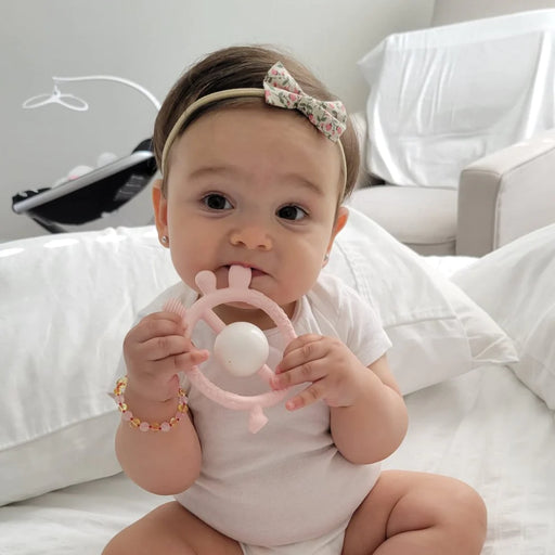 Ali+Oil Giraffe Teether & Rattle Silicone Toy - Pink