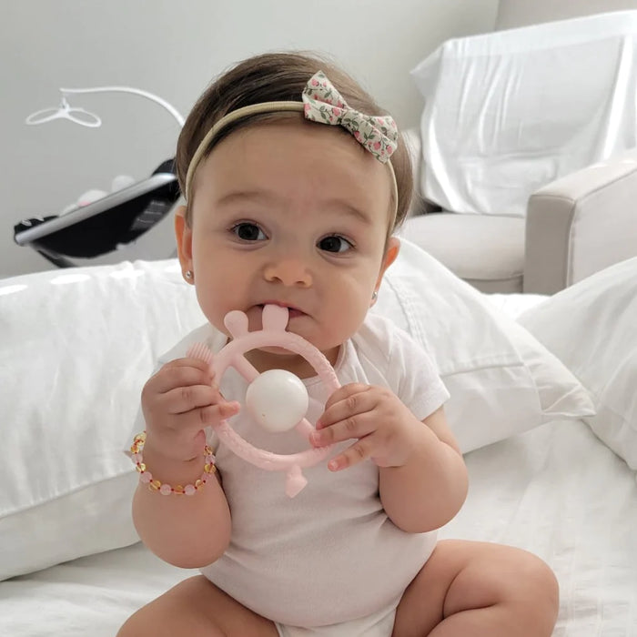 Ali+Oil Giraffe Teether & Rattle Silicone Toy - Pink